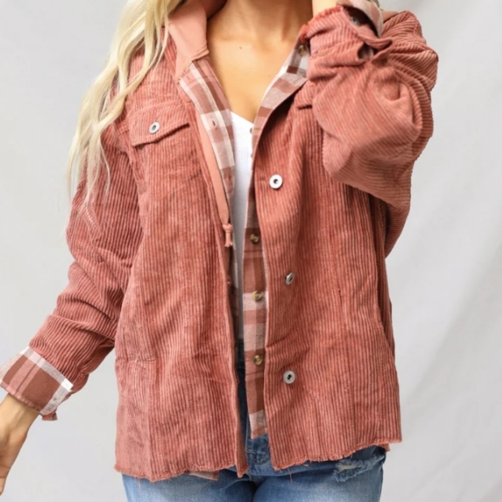 LOVE TREECorduroy Button Down Shacket Size Large